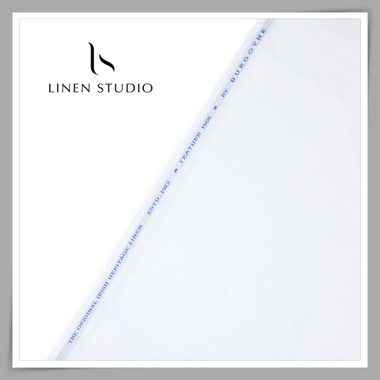 70 Lea Pure Linen Close Netted Shirting by Burgoyne - Bright White (Zoom In) (Most Selling)