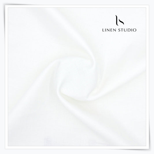 White Close Netted Shirting by Burgoyne - Pure Linen 70 Lea (Zoom In) (NEW)