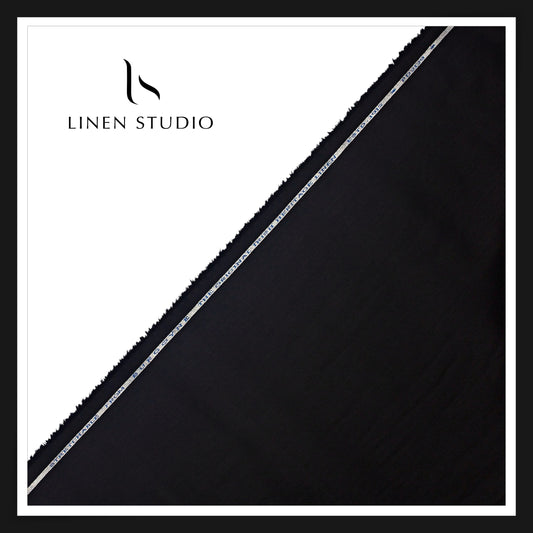 Burgoyne Linen Cotton Stretchable Suiting - Jet Black (NEW)