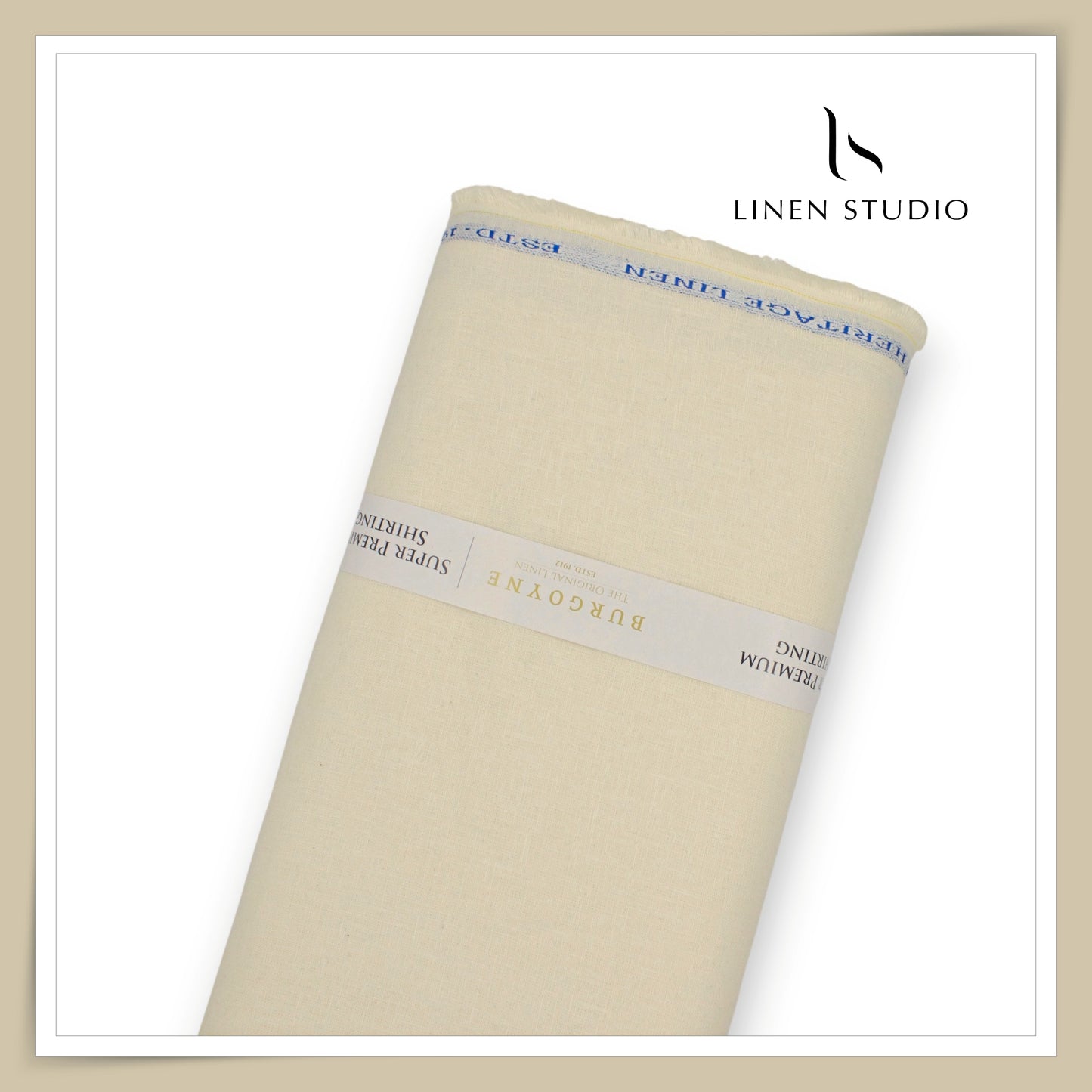 25 Lea Pure Linen Suiting by Burgoyne - Dark Cream (NEW)