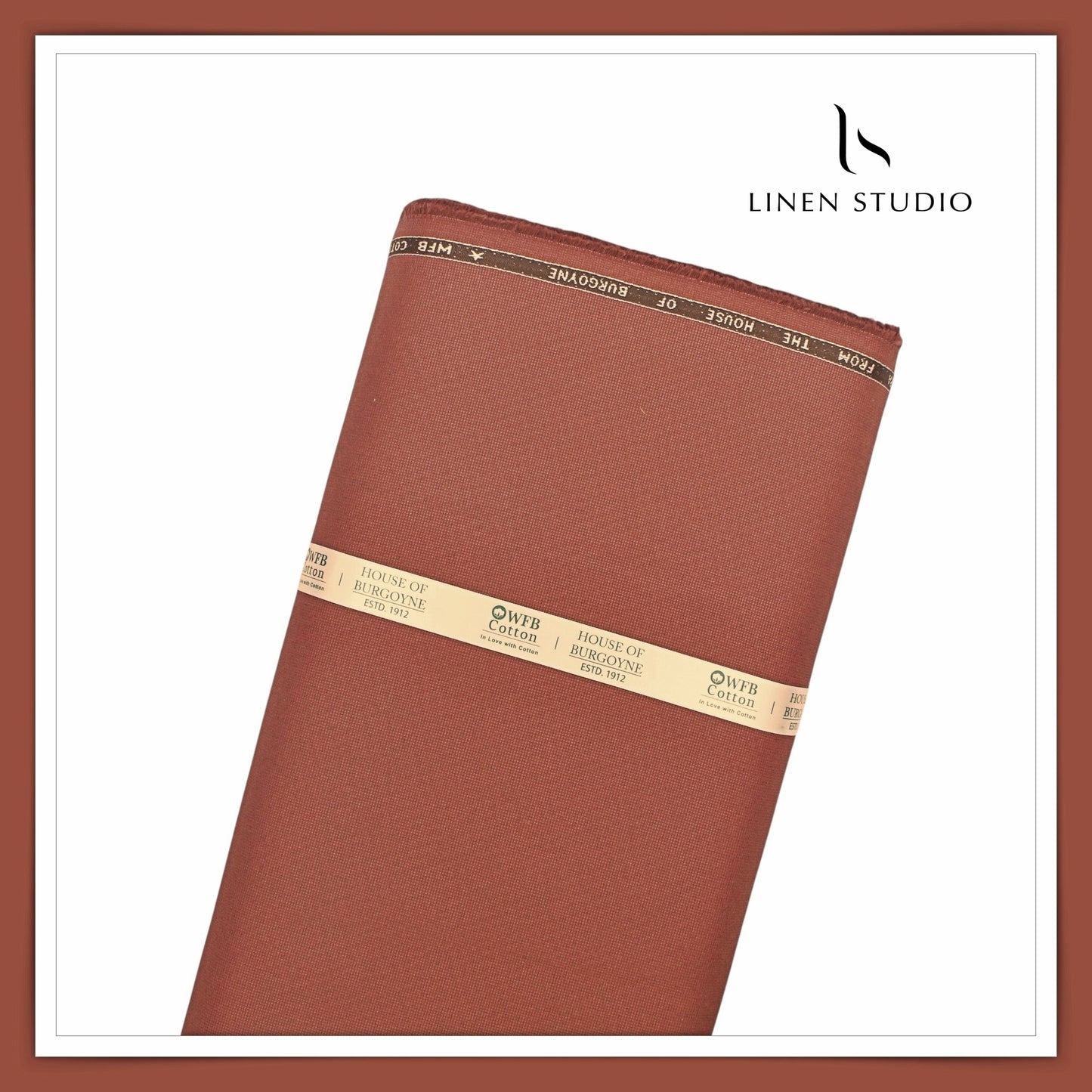 Cotton Dobby Lycra Suiting by Burgoyne Ireland - Brick Rust (Zoom in) (NEW)