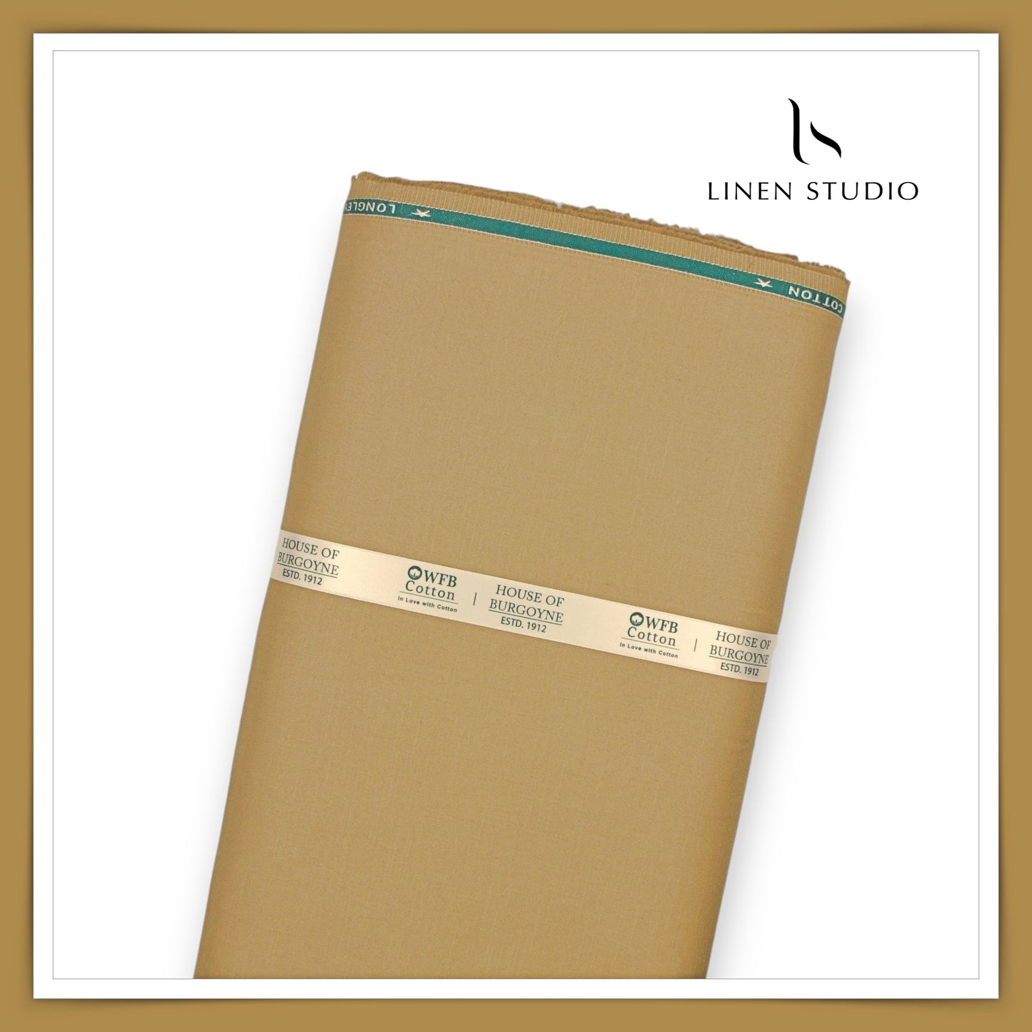 Slub Satin Stretch Cotton Suiting by Burgoyne Ireland - Khaki