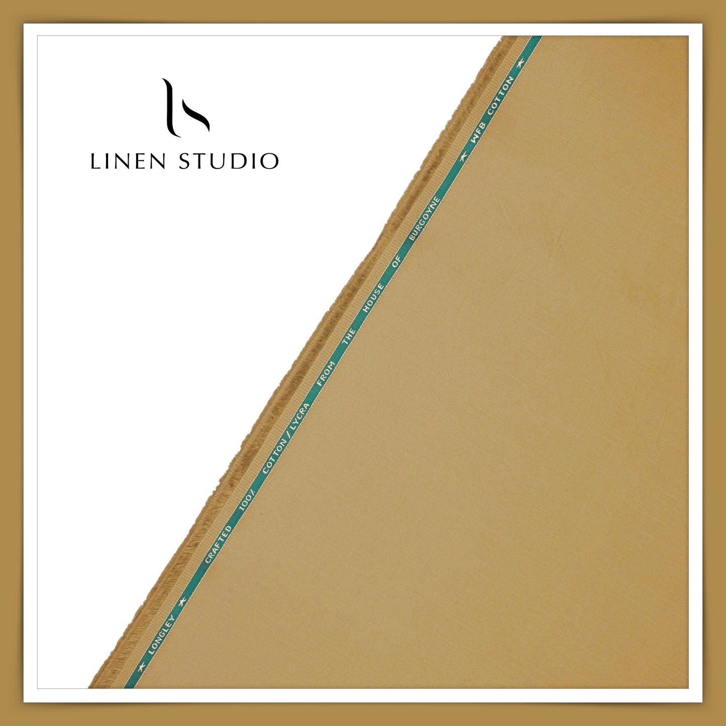 Slub Satin Stretch Cotton Suiting by Burgoyne Ireland - Khaki