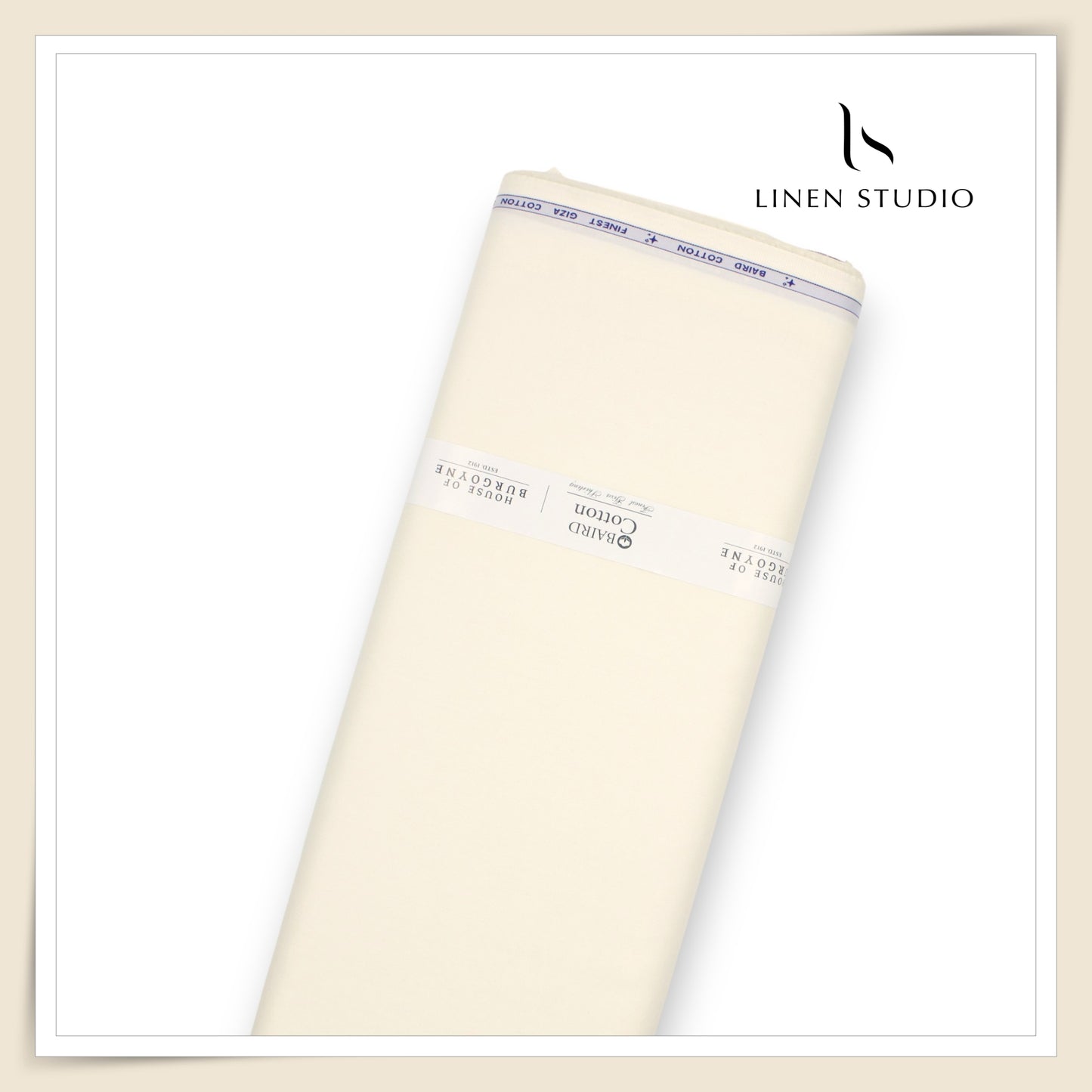 100% Giza Cotton Shirting by Burgoyne Ireland - Soft Cream (NEW)