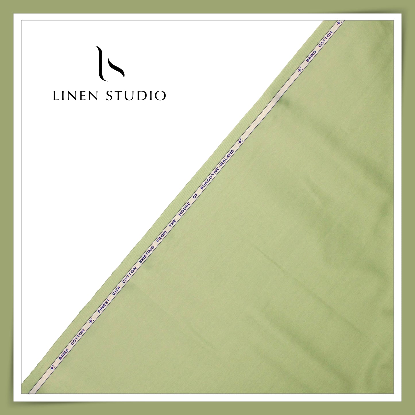 100% Giza Cotton Shirting by Burgoyne Ireland - Pistachio Green (NEW)