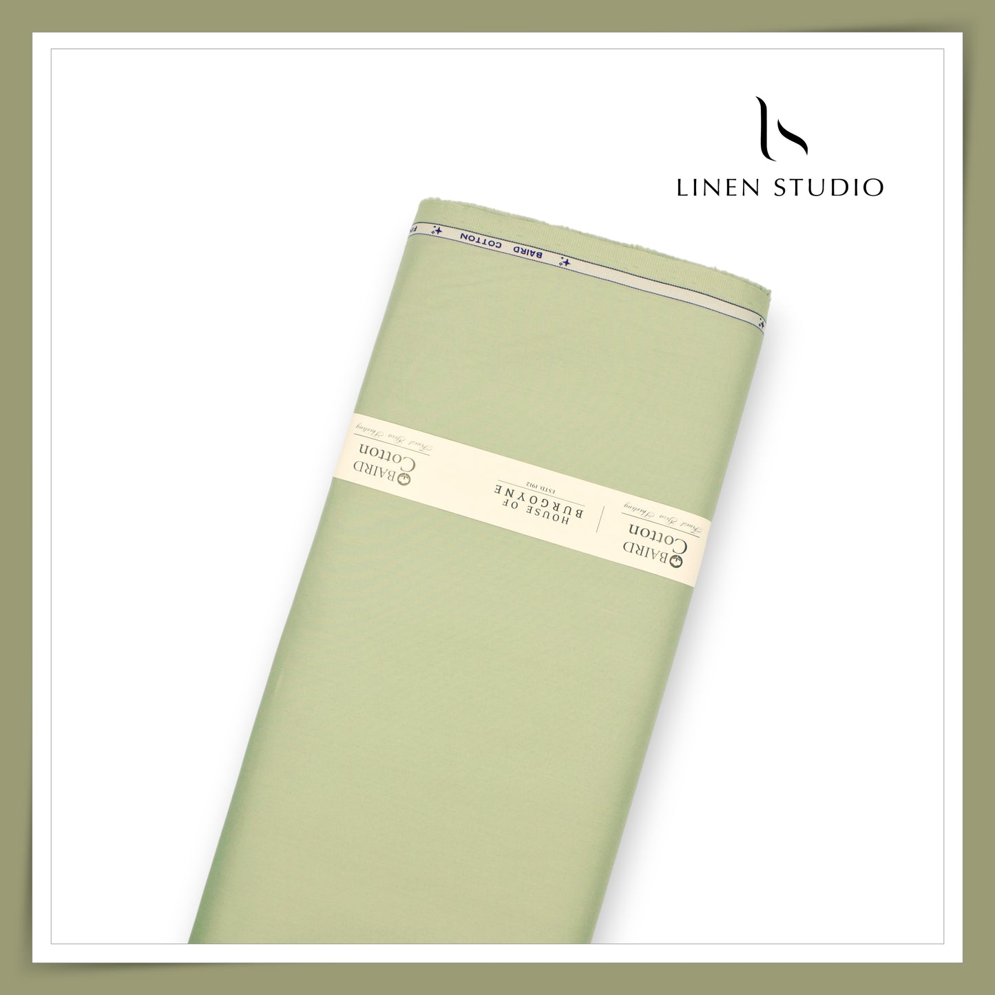 100% Giza Cotton Shirting by Burgoyne Ireland - Sage Green (NEW)