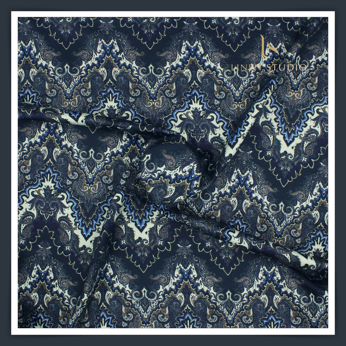100% Giza Cotton Digital Printed by Burgoyne Ireland - Dark Blue (NEW)