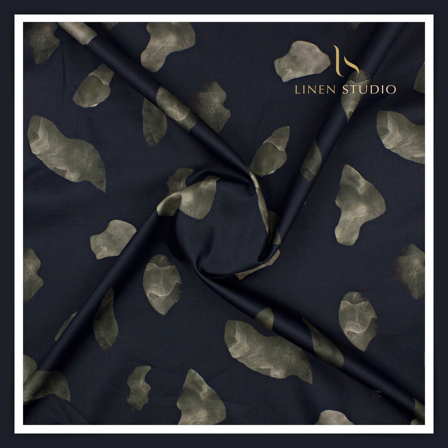 100% Giza Cotton Digital Printed by Burgoyne Ireland - Ebony Blue (NEW)