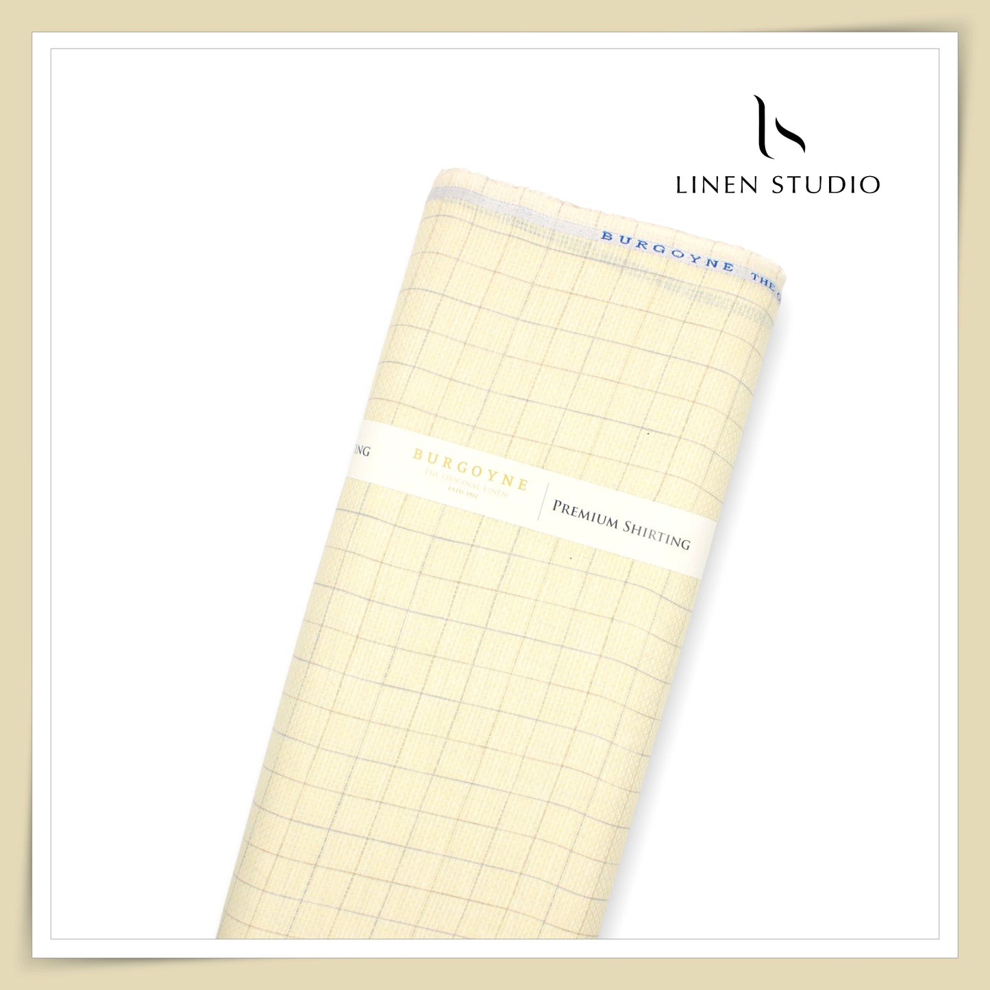 Burgoyne 70 Lea Premium Linen Jacquard Shirting - Yellow Diamond Checks (NEW) (Zoom In)