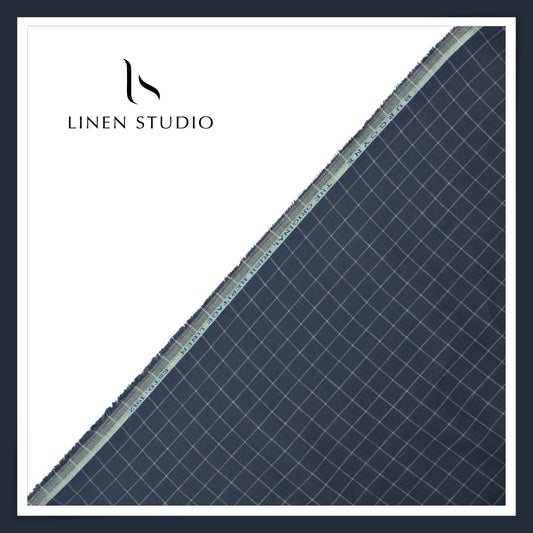 Burgoyne 60 Lea Pure Linen Shirting - Gun Powder Checks (NEW)