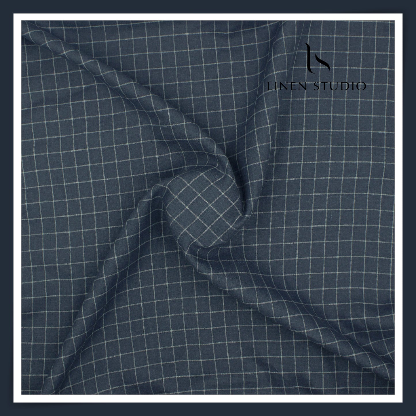 Burgoyne 60 Lea Pure Linen Shirting - Gun Powder Checks (NEW)