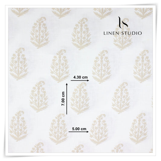 Burgoyne 70 Lea Premium Linen Digital Printed Shirting - White Ped (NEW)