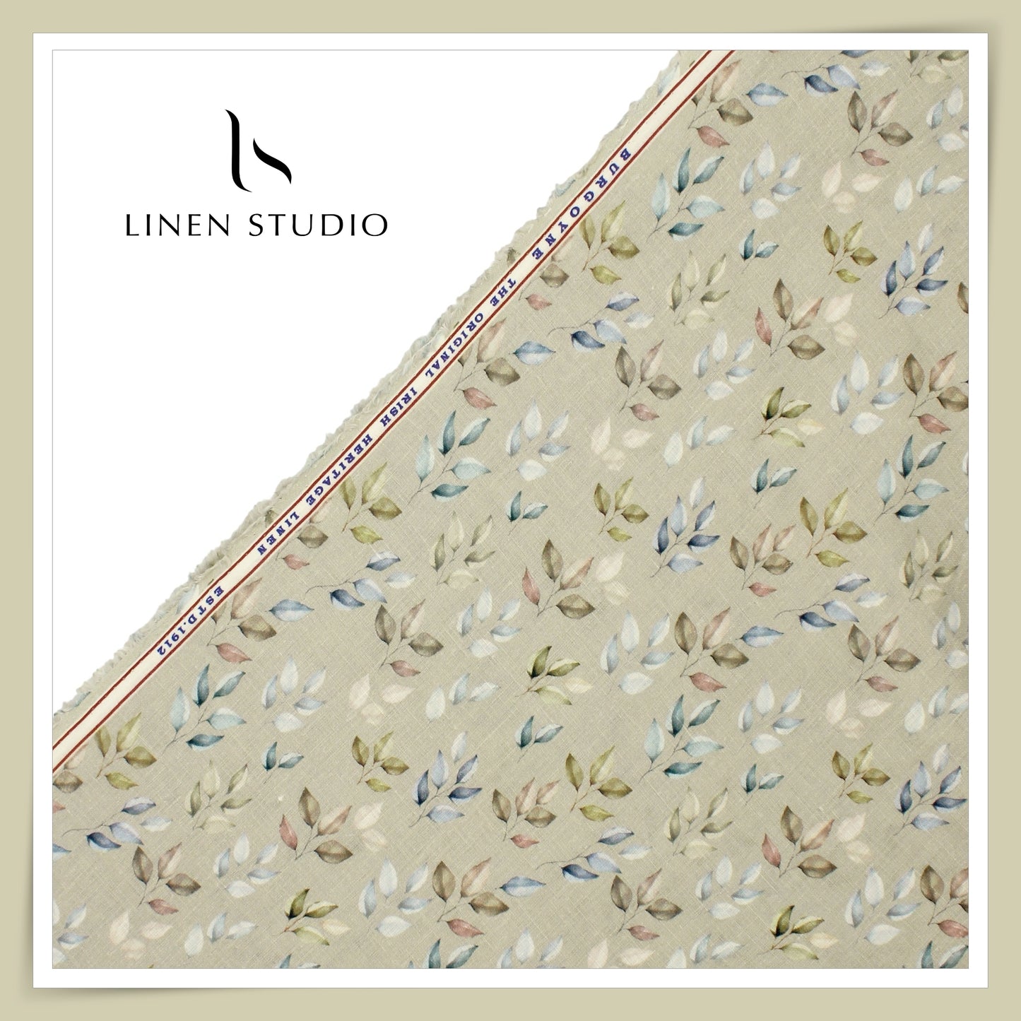 Burgoyne Pure Linen Digital Print - Pastel Grey