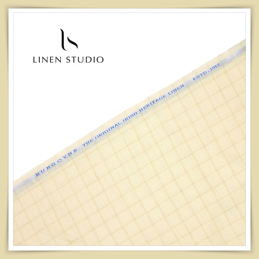 70 Lea Luxury Shirting by Burgoyne - Pale Almond Checks (NEW)