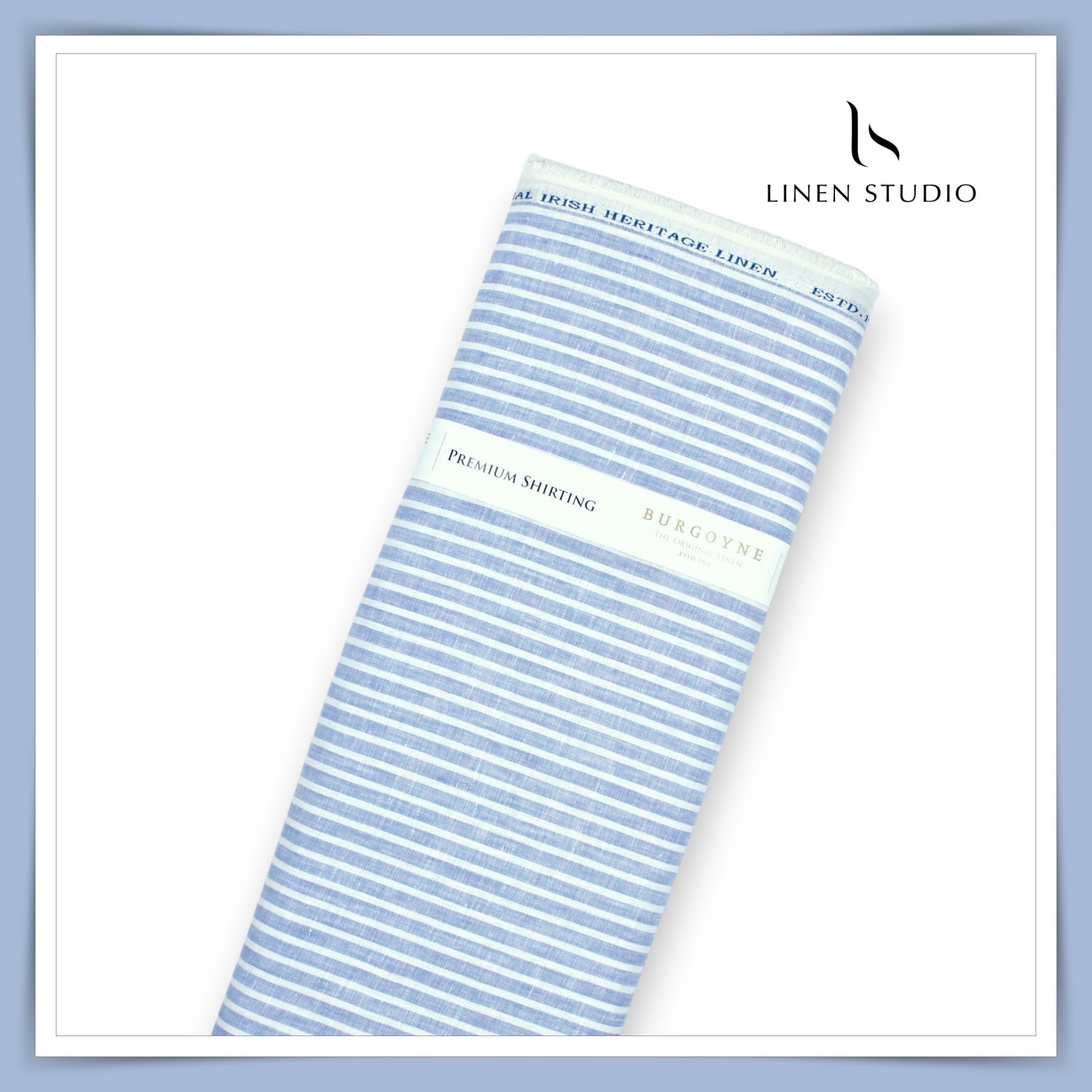 70 Lea Luxury Shirting by Burgoyne - Carolina Blue Stripes (NEW)