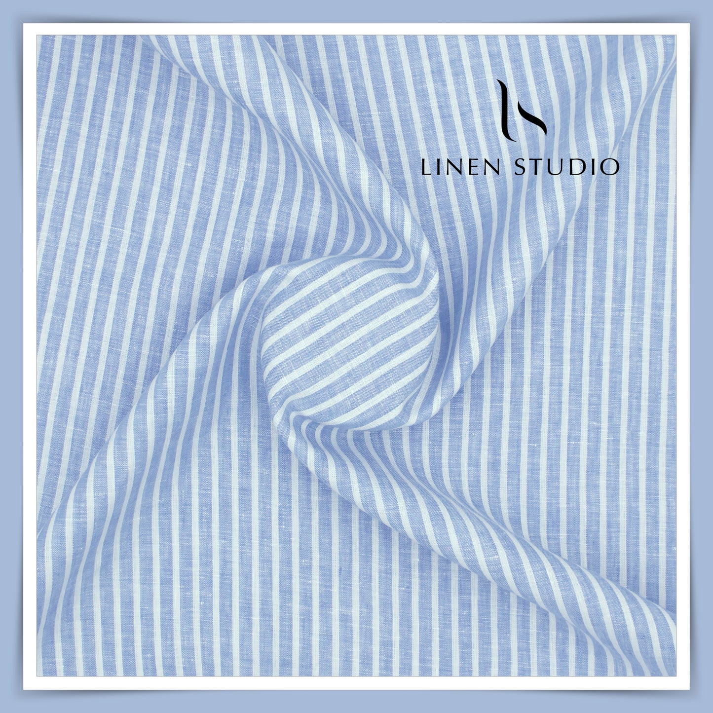 70 Lea Luxury Shirting by Burgoyne - Carolina Blue Stripes (NEW)