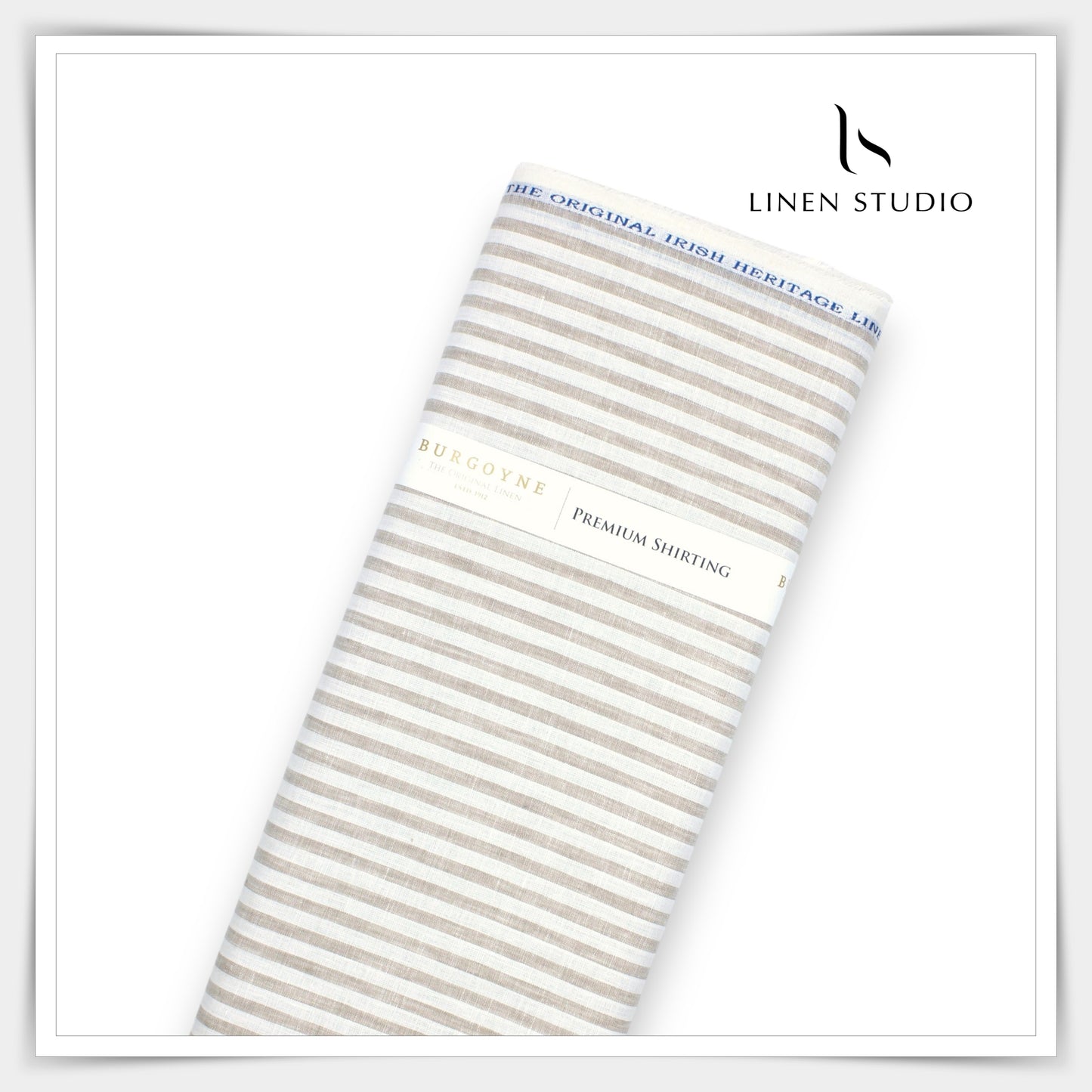 70 Lea Luxury Shirting by Burgoyne - Off White Natural Stripes (NEW)