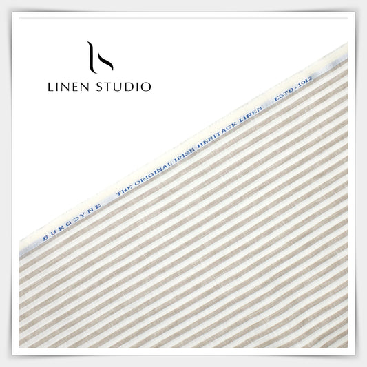 70 Lea Luxury Shirting by Burgoyne - Off White Natural Stripes (NEW)