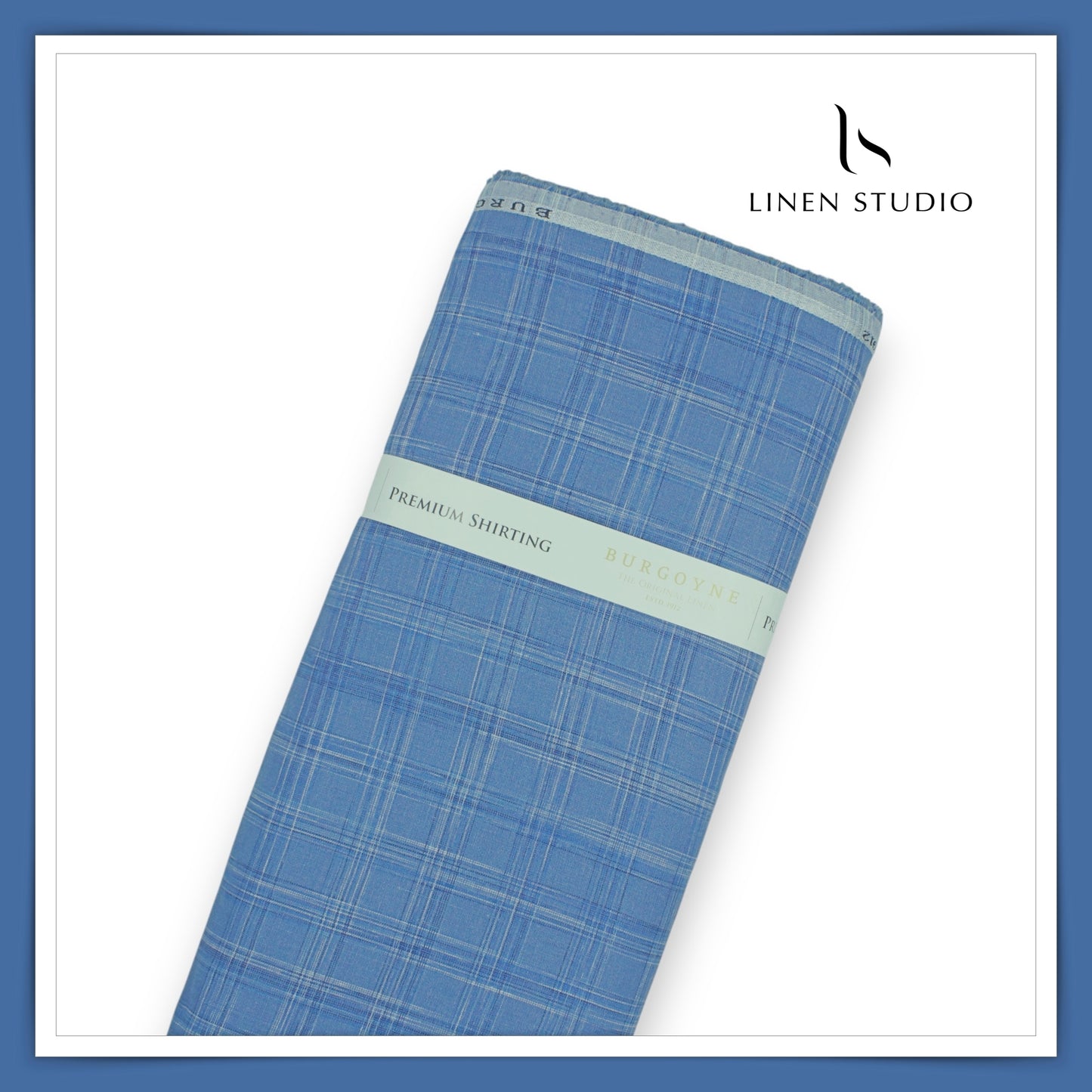 70 Lea Luxury Shirting by Burgoyne - Cool Blue Checks (NEW)