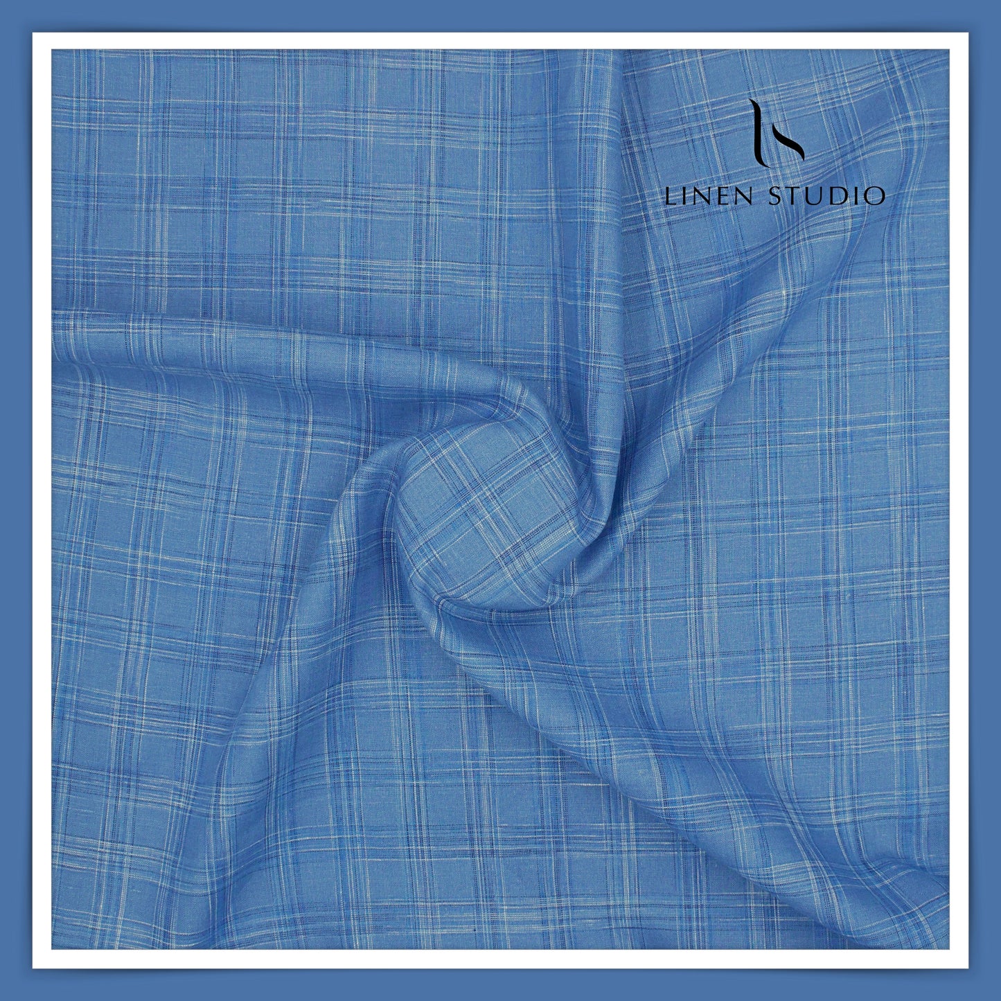 70 Lea Luxury Shirting by Burgoyne - Cool Blue Checks (NEW)