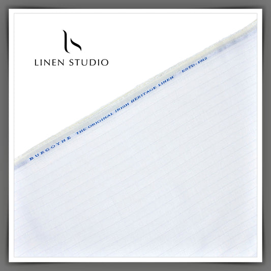70 Lea Luxury Shirting by Burgoyne - White Stripes with Silver Zari (Zoom In) (NEW)
