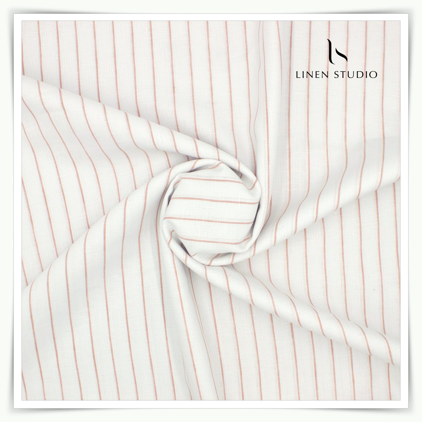 Burgoyne 60 Lea Pure Linen Shirting - Off White with Peach Stripes (NEW)