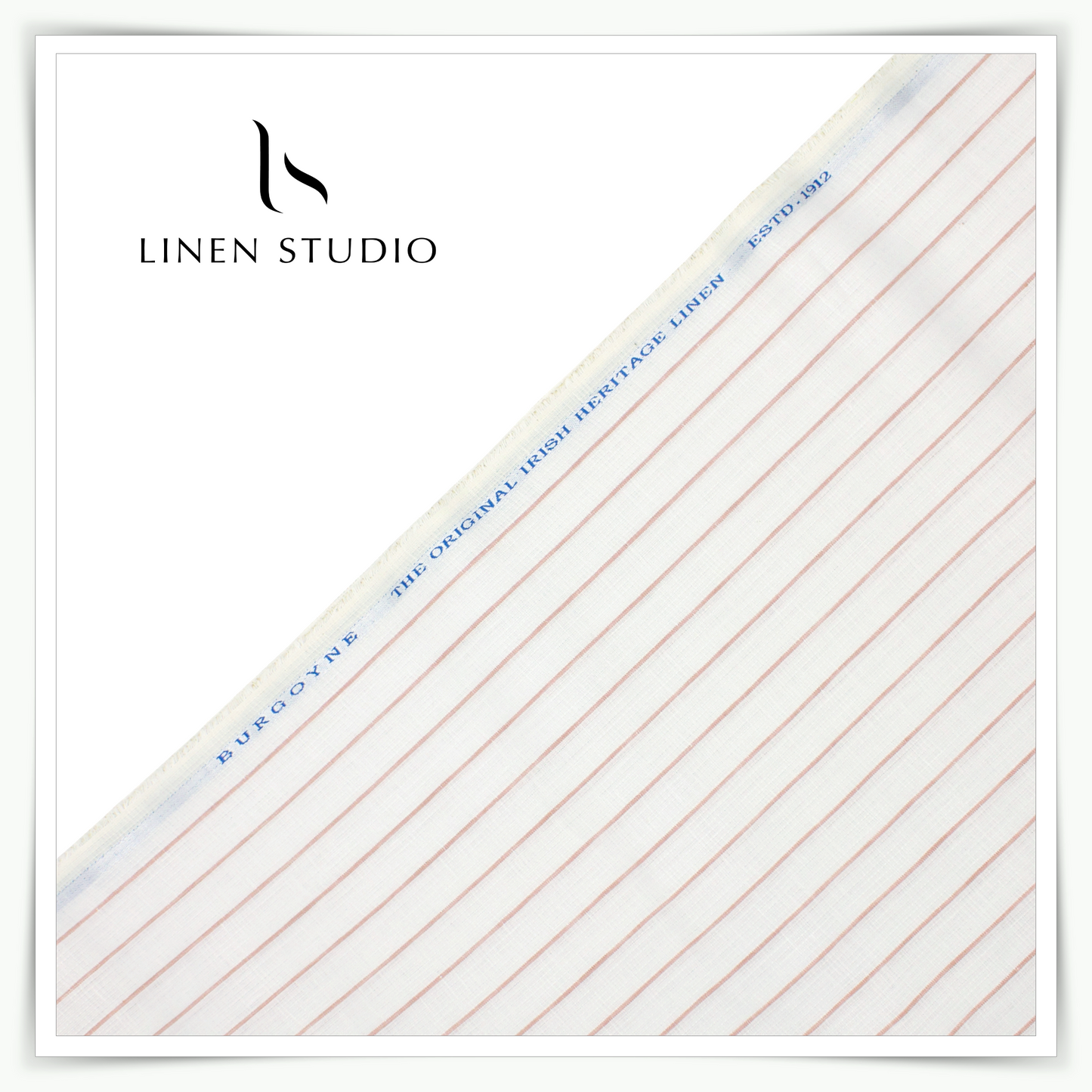 Burgoyne 60 Lea Pure Linen Shirting - Off White with Peach Stripes (NEW)