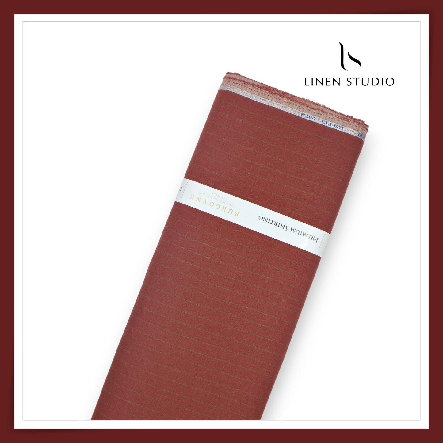 Burgoyne 60 Lea Pure Linen Shirting - Burnt Umber Stripes (NEW)