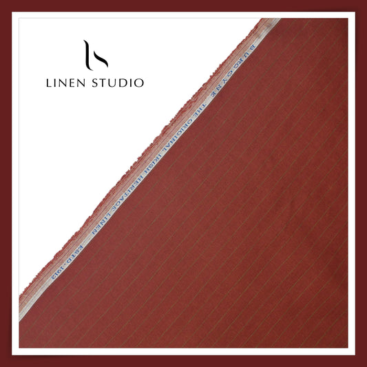 Burgoyne 60 Lea Pure Linen Shirting - Burnt Umber Stripes (NEW)