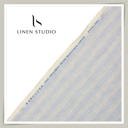 70 Lea Jacquard Shirting by Burgoyne - Lavender & Grey Stripes with Dobby (NEW) (Zoom In)