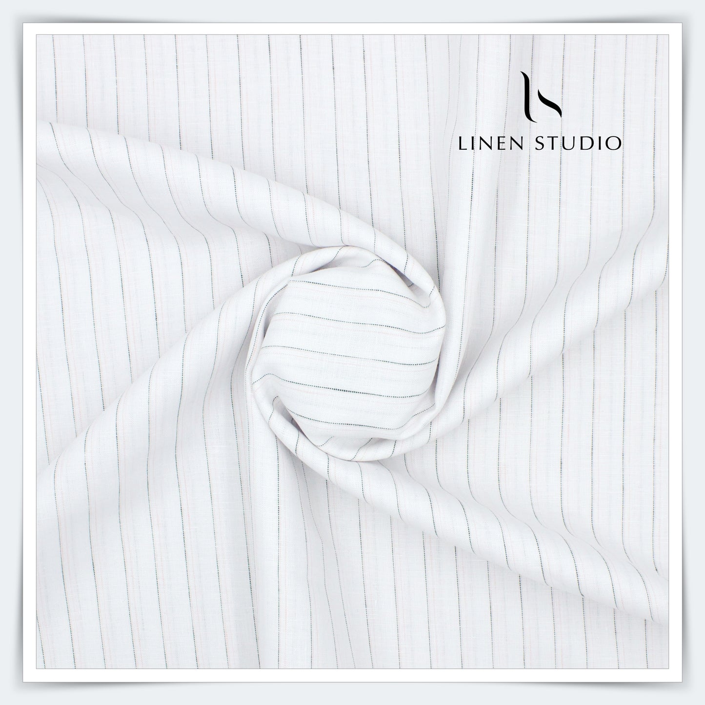 Burgoyne 60 Lea Pure Linen Shirting - White with Stripes
