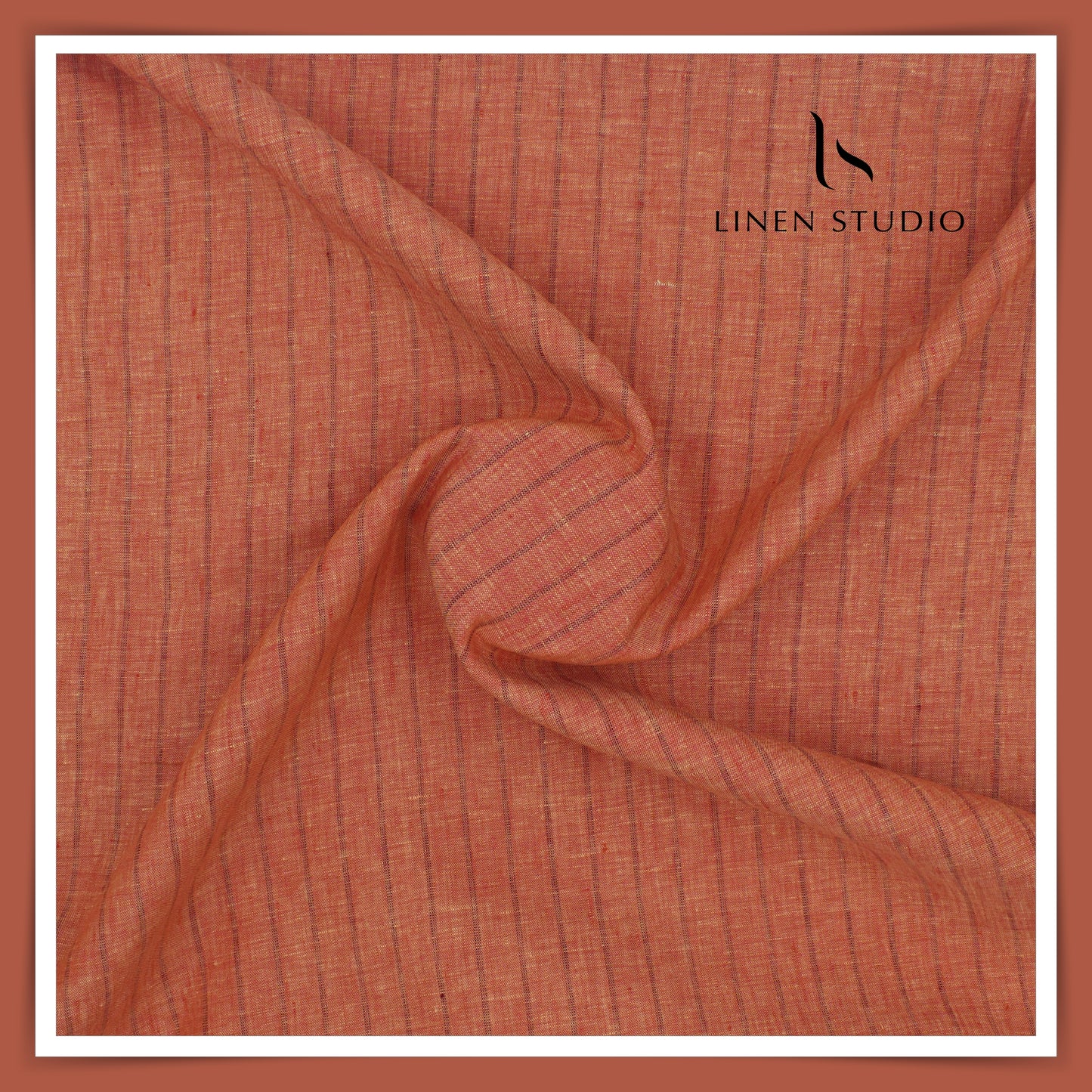 Burgoyne 60 Lea Pure Linen Shirting - Reddish Orange Stripes (NEW)
