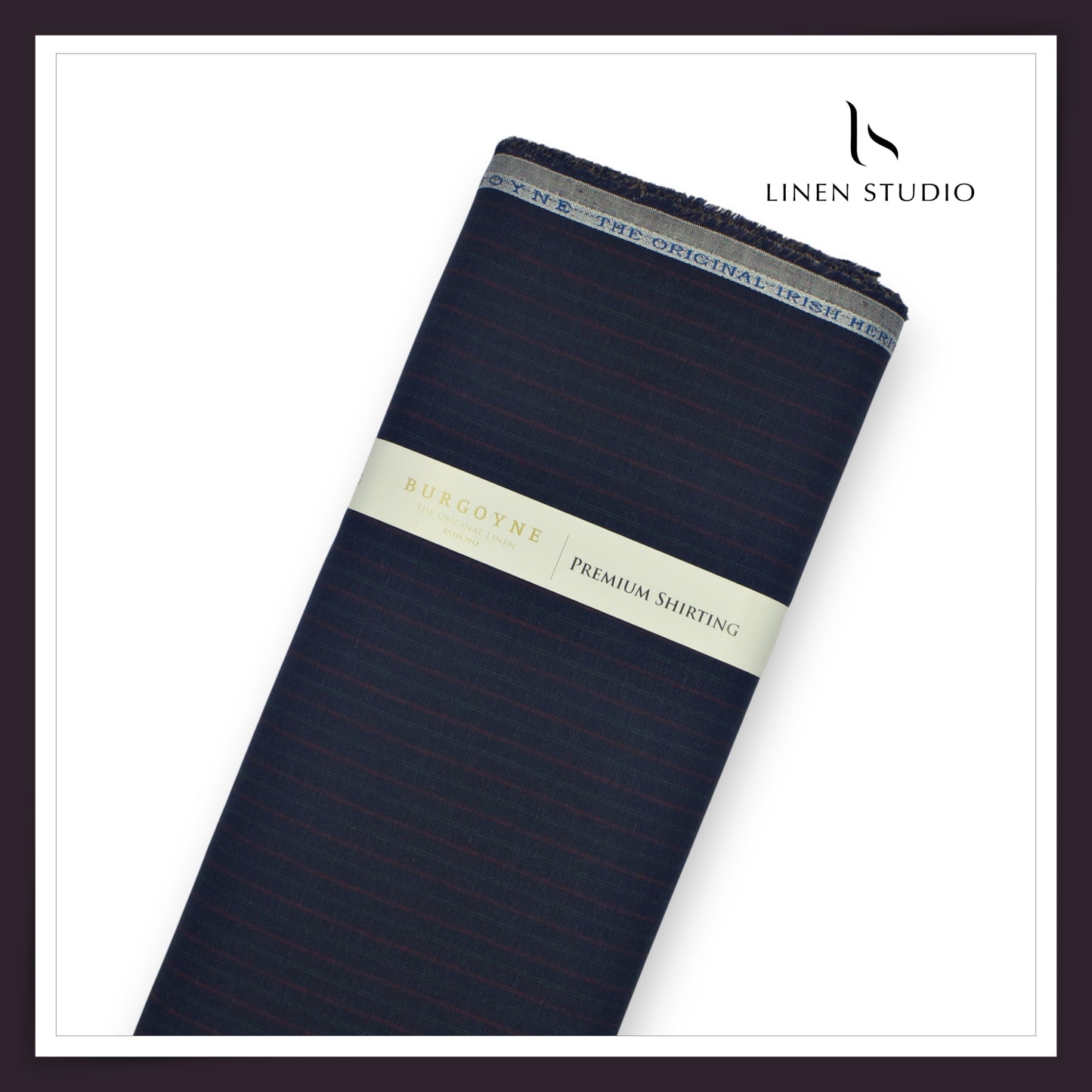 Burgoyne 60 Lea Pure Linen Shirting - Dark Blue Multi Stripes (NEW)