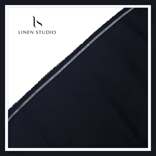 70 Lea Twill Textured Shirting by Burgoyne - Dark Blue (Zoom In) (NEW)