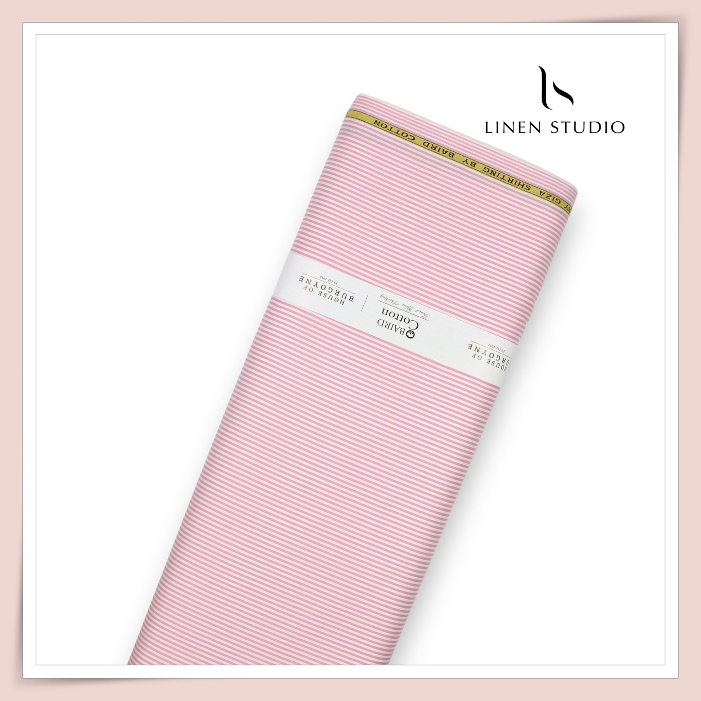 100% Finest Giza Cotton Shirting by Burgoyne - Pink Candy Stripes (NEW)