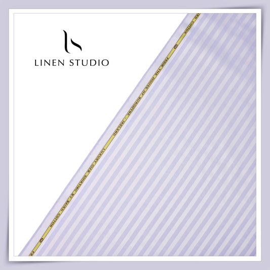 100% Finest Giza Cotton Shirting by Burgoyne - Lavender Stripes (NEW)