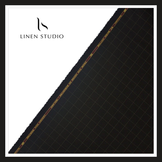 100% Finest Giza Cotton Shirting by Burgoyne - Black Classic Checks (NEW) (Fastest Selling)
