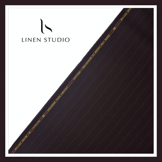 100% Finest Giza Cotton Shirting by Burgoyne - Oil Brown Stripes (NEW) (Fastest Selling)