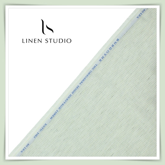 80 Lea Premium Shirting by Burgoyne - Pastel Green Stripes (NEW)