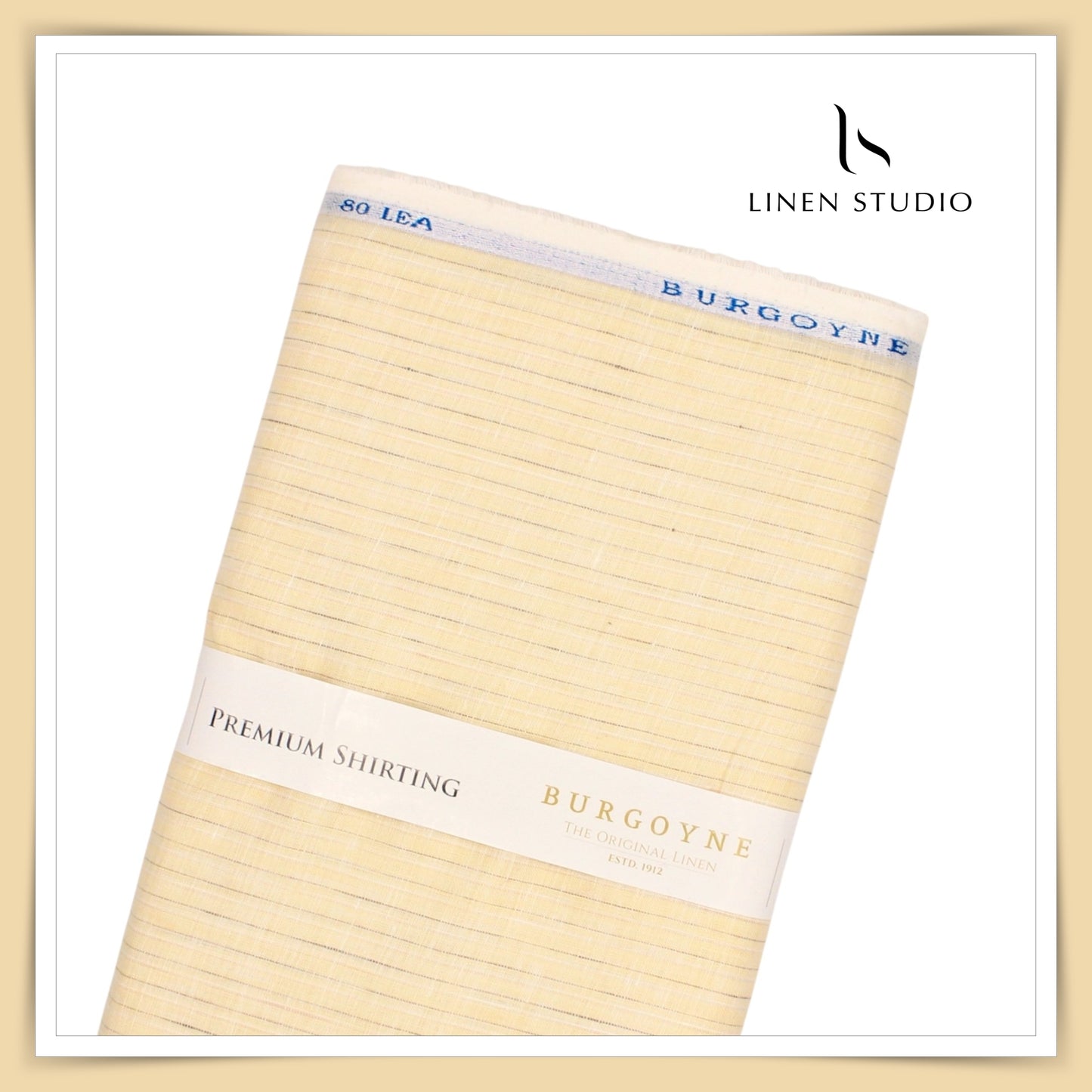 Burgoyne 80 Lea Luxury Shirting - Light Tan with Stripes