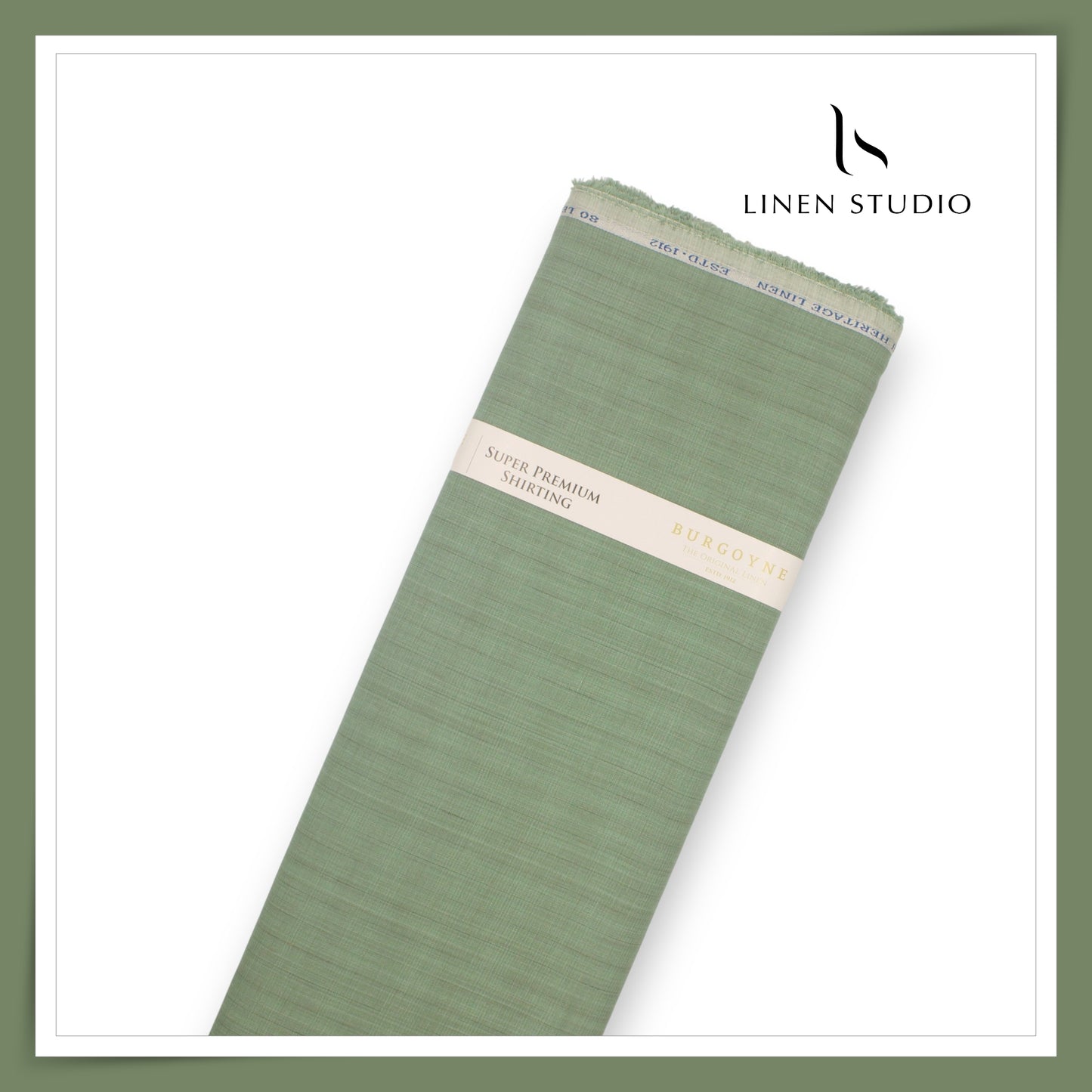 80 Lea Premium Shirting by Burgoyne - Sage Green Stripes (NEW)