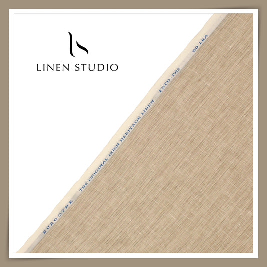 80 Lea Pure Linen Premium Shirting by Burgoyne - Beautiful Natural Stripes (NEW)