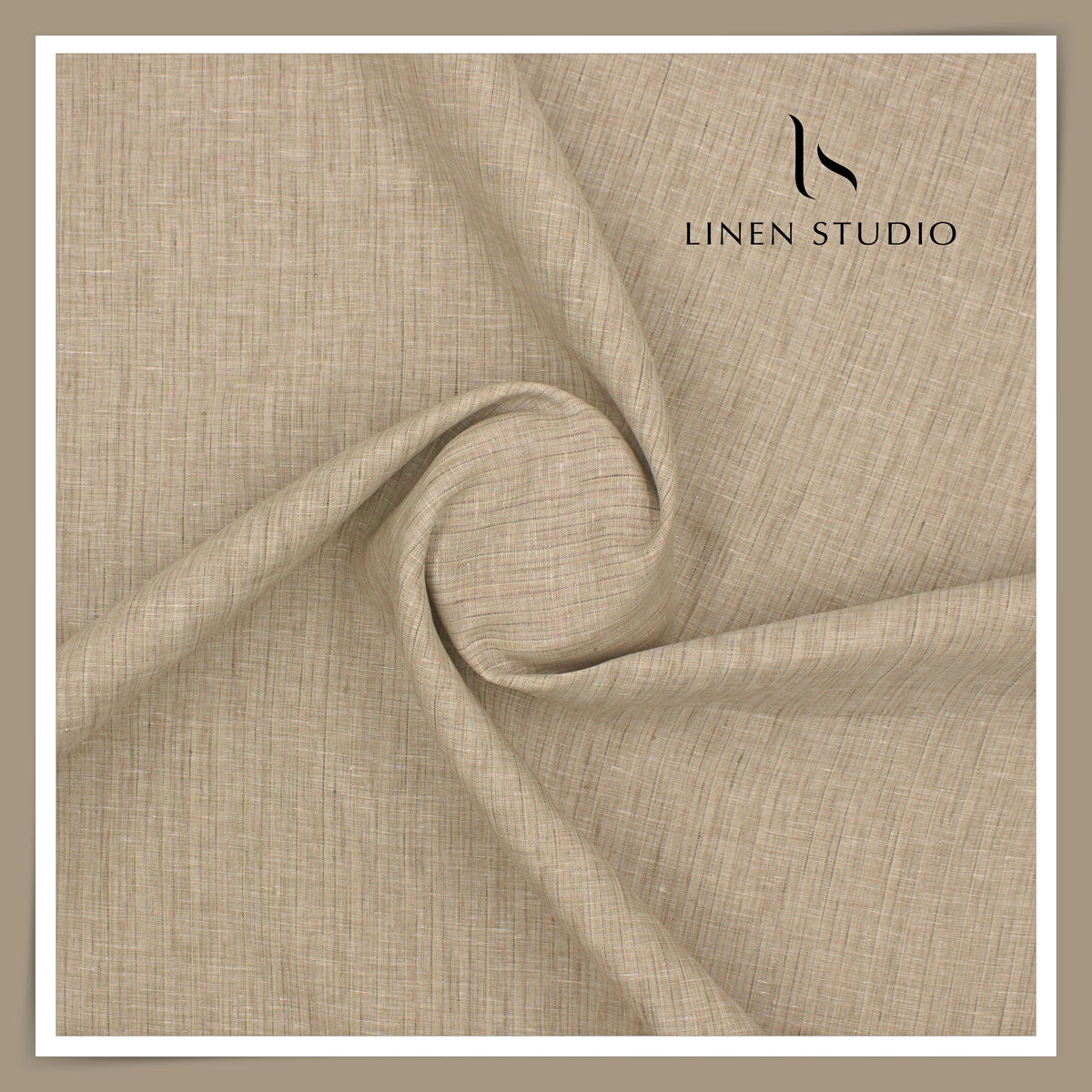 80 Lea Pure Linen Premium Shirting by Burgoyne - Beautiful Natural Stripes (NEW)