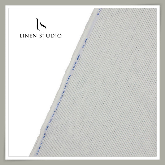 80 Lea Pure Linen Premium Shirting by Burgoyne - Off White with Broken Stripes (NEW)