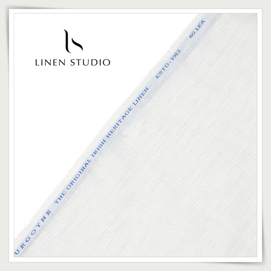 Burgoyne 80 Lea Luxury Shirting - White with multi colored Stripes
