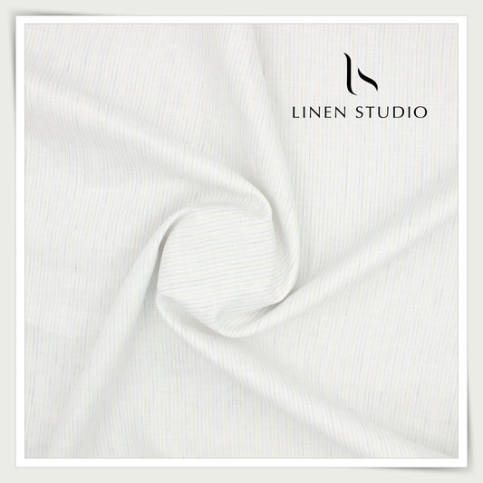 Burgoyne 80 Lea Luxury Shirting - White with multi colored Stripes