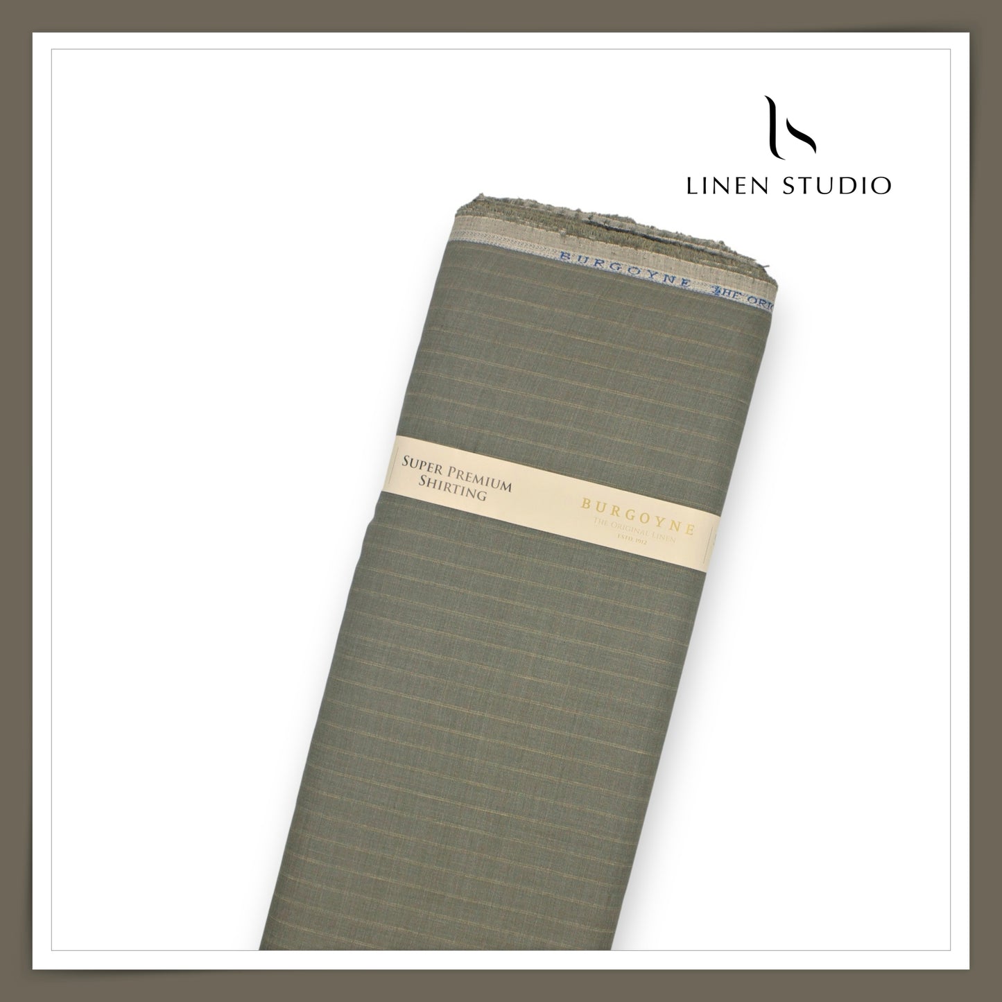 80 Lea Premium Shirting by Burgoyne - Pale Green Stripes (NEW)