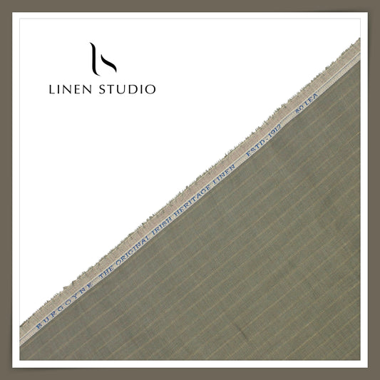 80 Lea Premium Shirting by Burgoyne - Pale Green Stripes (NEW)