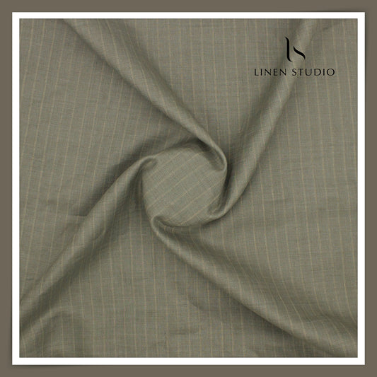 80 Lea Premium Shirting by Burgoyne - Pale Green Stripes (NEW)