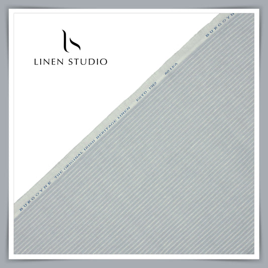 80 Lea Premium Shirting by Burgoyne - Grey Silver Stripes (NEW)